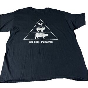 Eat Meat Repeat My Food Pyramid Animal T-Shirt XL black graphic tee short sleeve